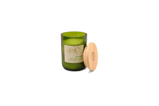 Eco Green Glass Thyme and Olive Leaf Scented Candle
