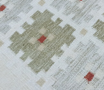 Alara Vintage Handwoven Turkish Rug, Natural, Green 3x5