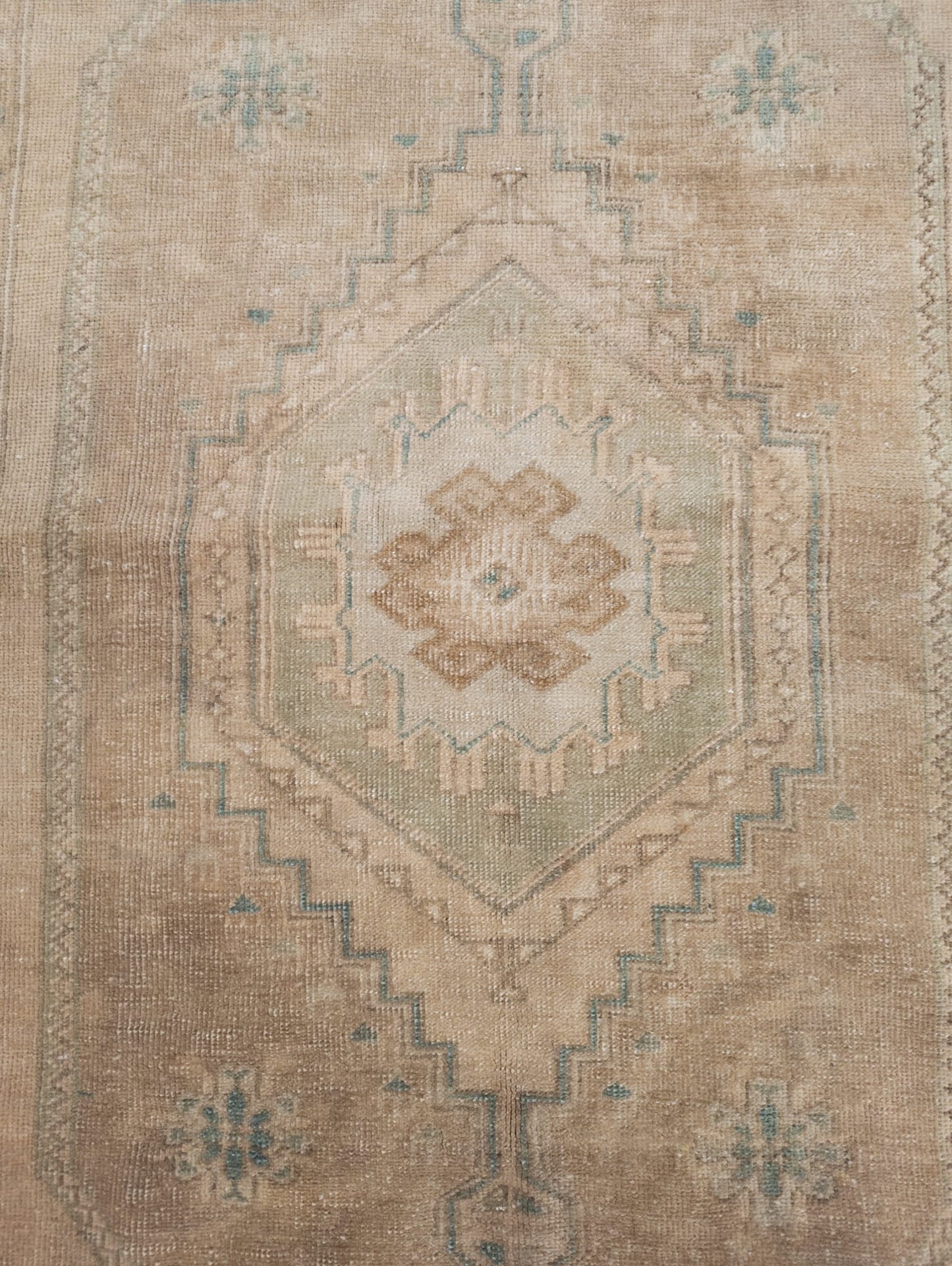 Faded Green and Gold Hallway Rug