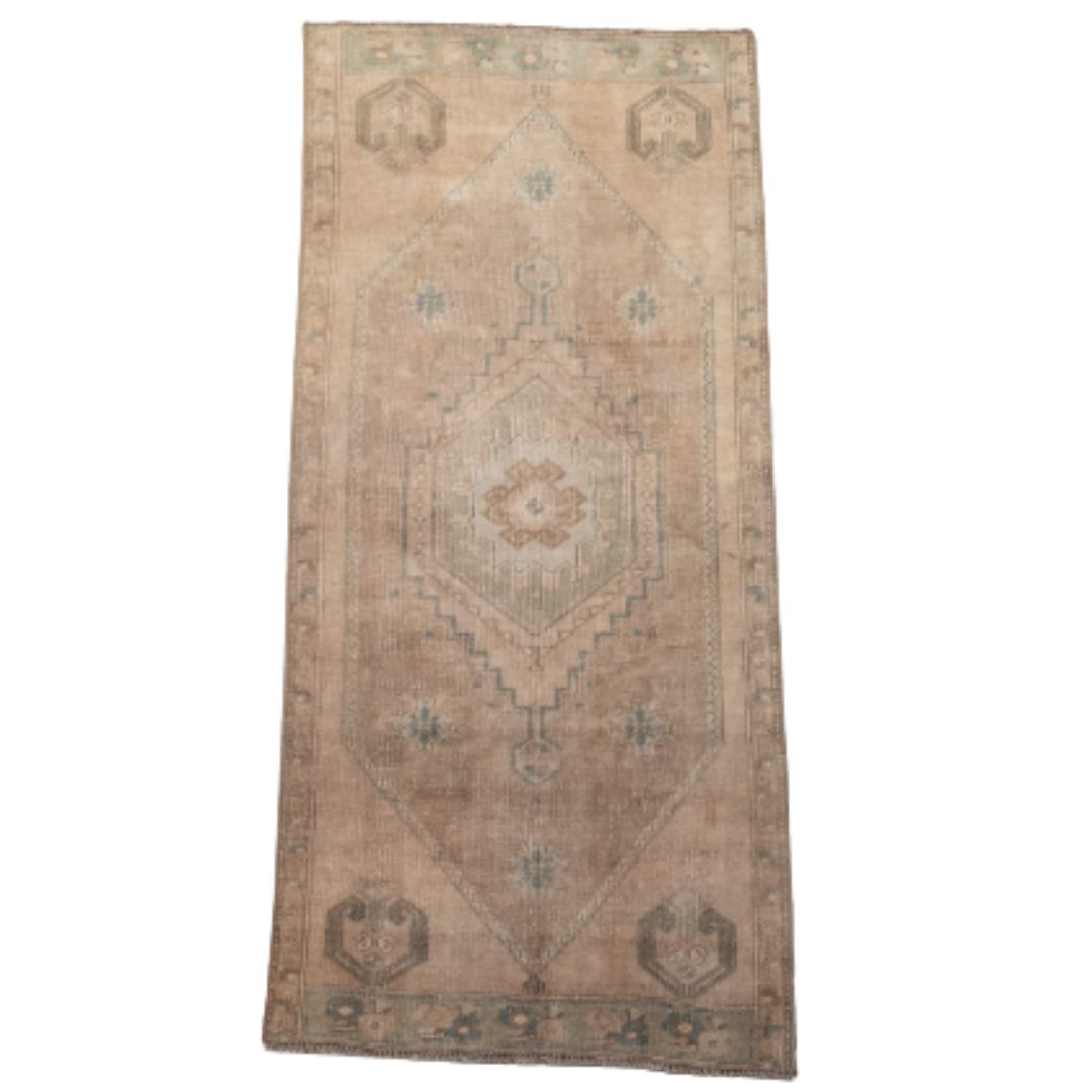 Faded Green and Gold Hallway Rug
