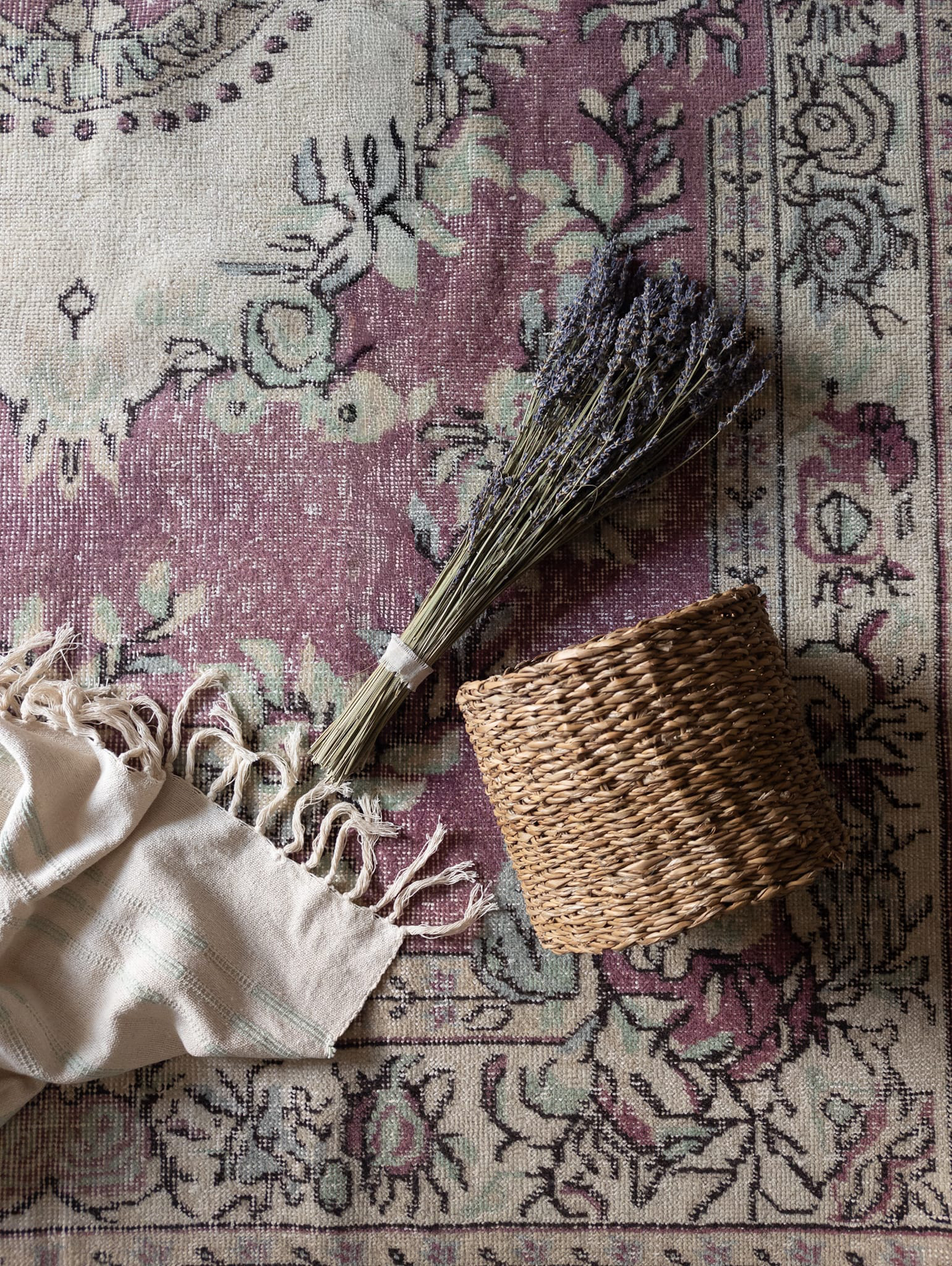 Isolde Vintage Handwoven Turkish Rug, Lavender, 5x10