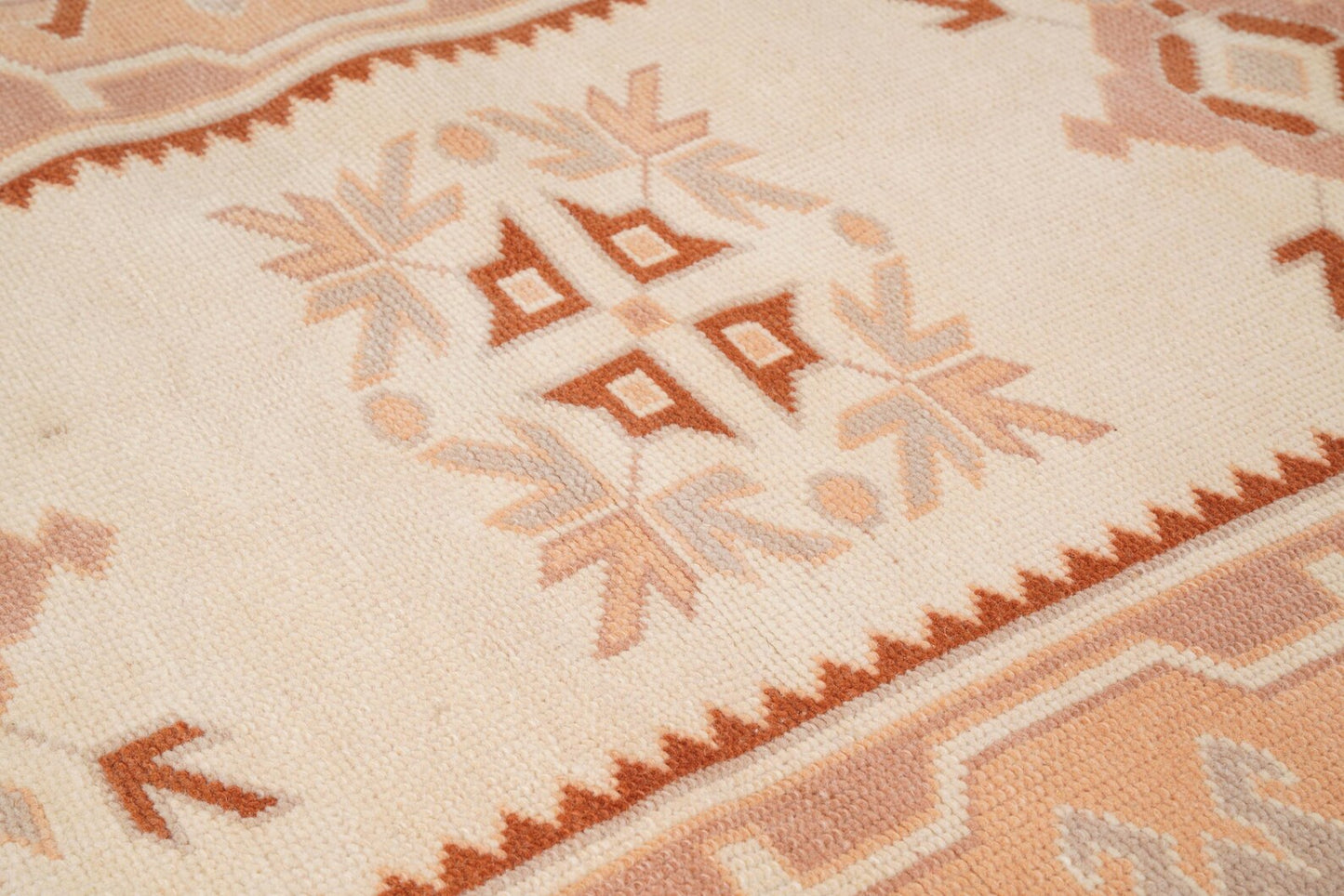 Kismet Vintage Handwoven Turkish Runner Rug, Terracotta and Cream 3x9