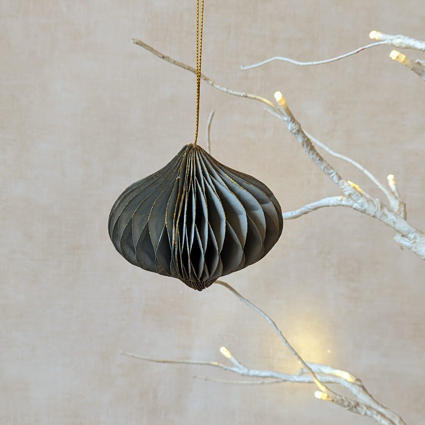 Handmade Paper Christmas Ornament - Grey