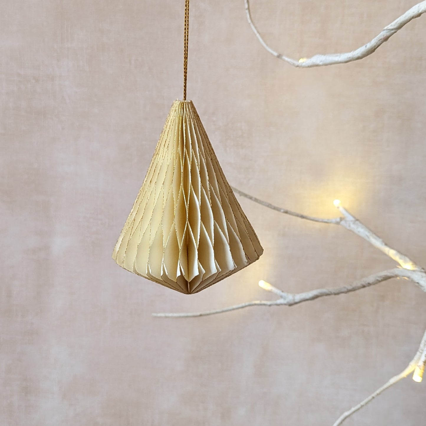 Modern Handmade Paper Christmas Tree Ornament - Cream