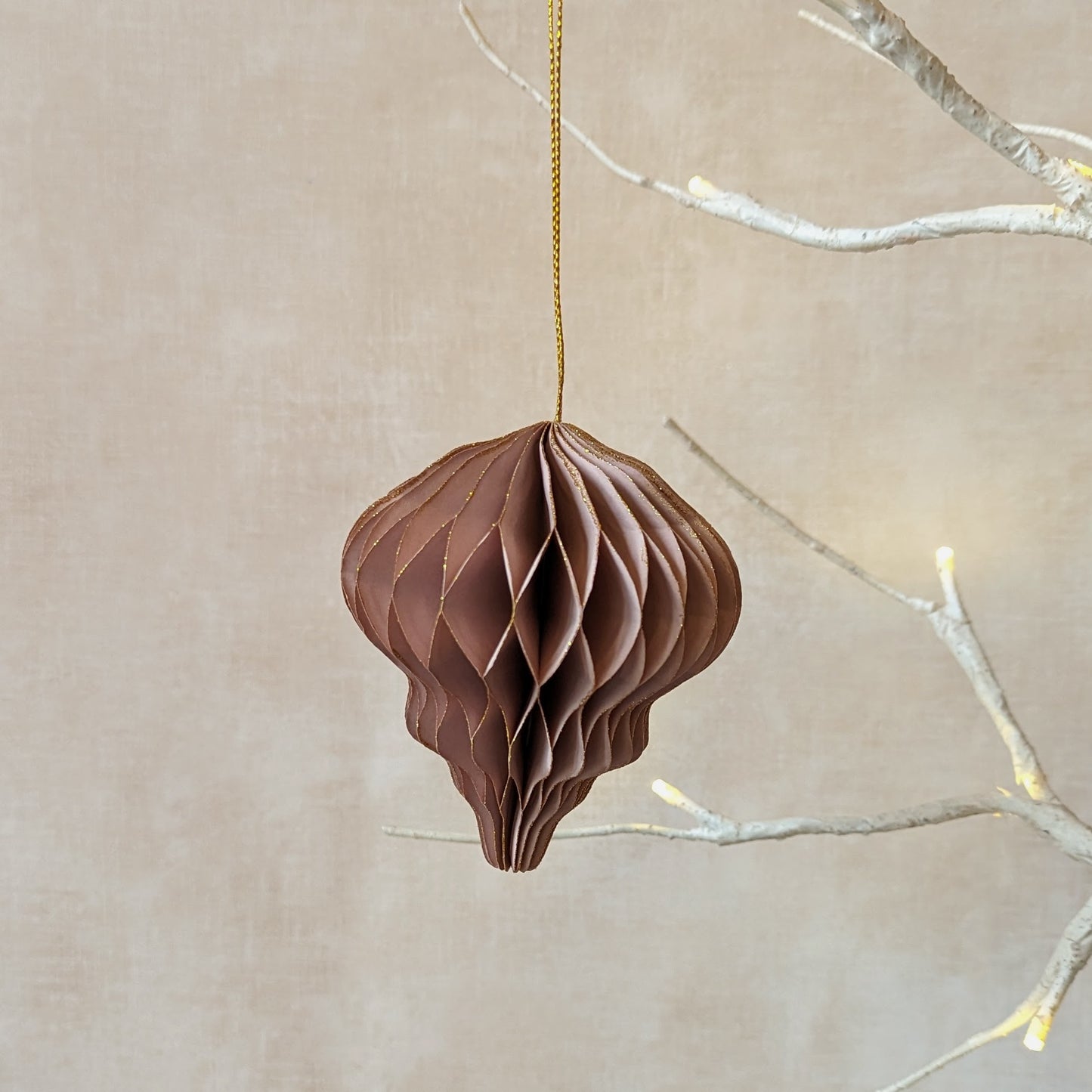 Handmade Paper Christmas Ornament - Dusty Rose