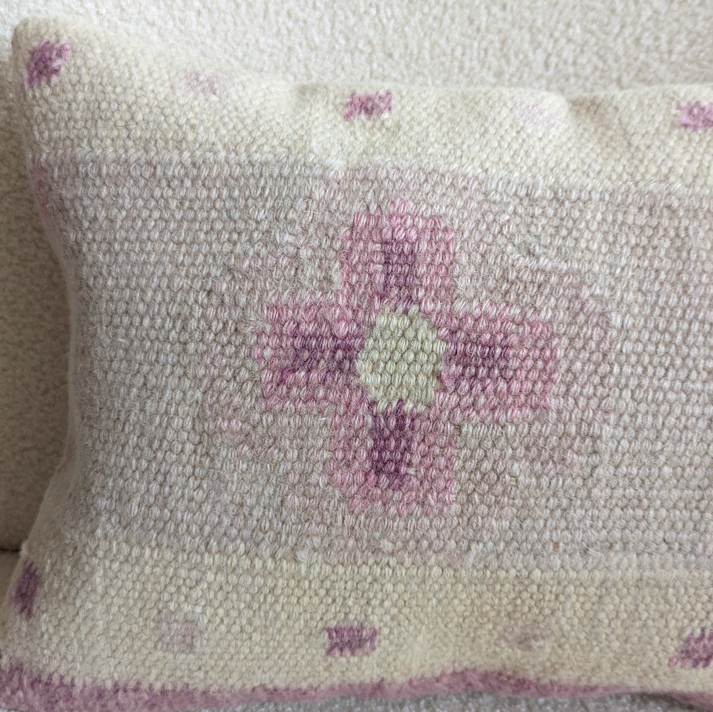 Pink and Cream Turkish Kilim Pillow