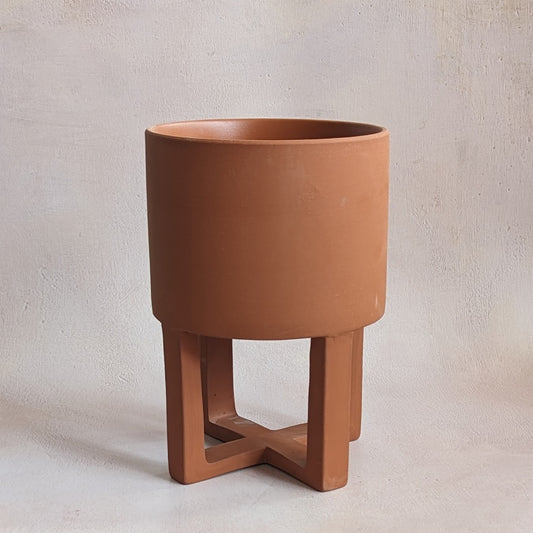 Footed Planter Pot Terracotta/Black
