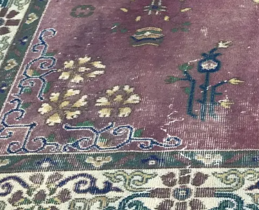 Solenne Vintage Handwoven Turkish Rug, Lavender, 6x9