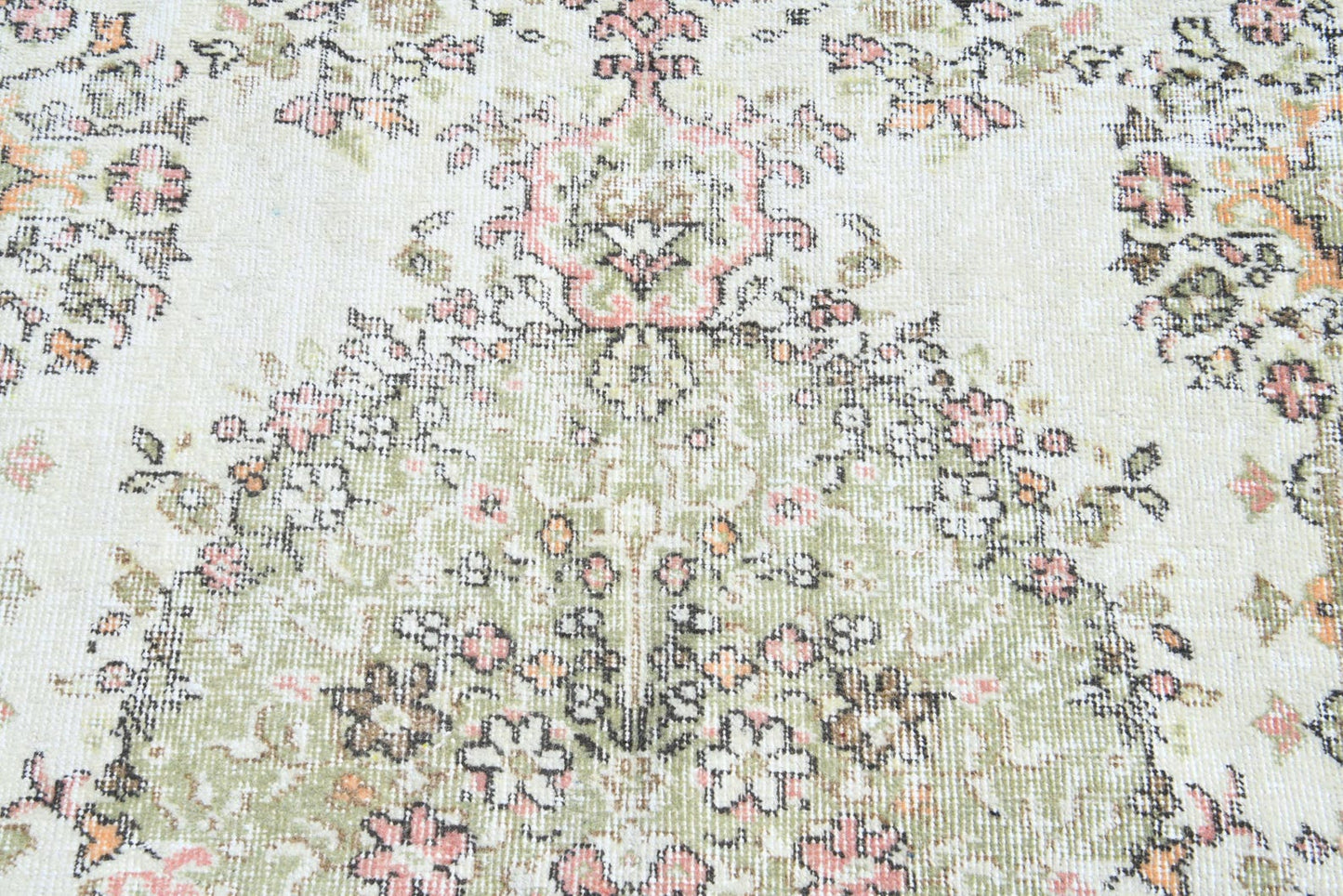Sonnet Vintage Handwoven Turkish Rug, Pink, Green, 6x9