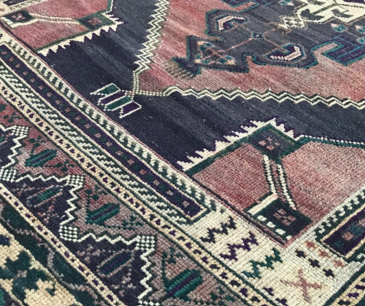 Vowen Vintage Handwoven Turkish Runner, Purple and Rose, 4x9