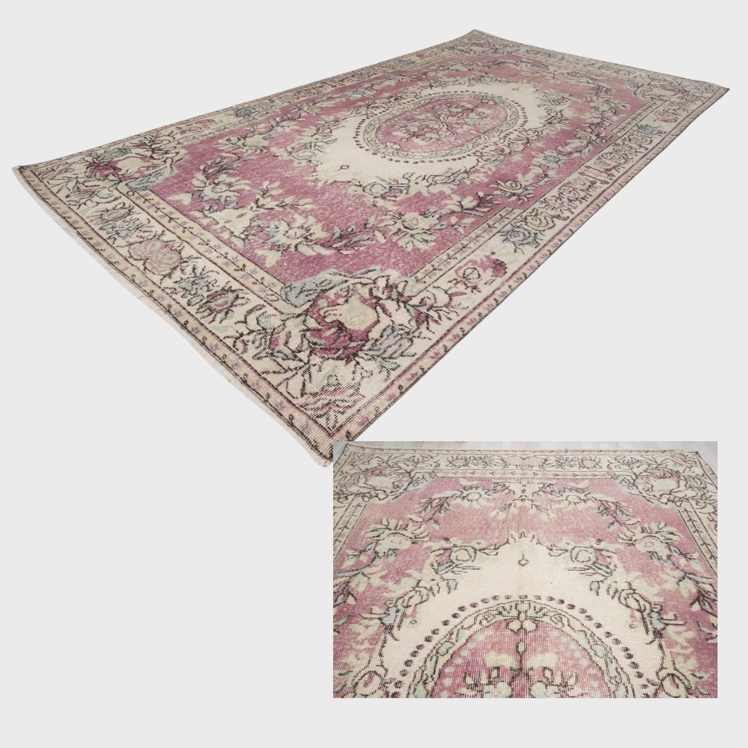 Isolde Vintage Handwoven Turkish Rug, Lavender, 5x10