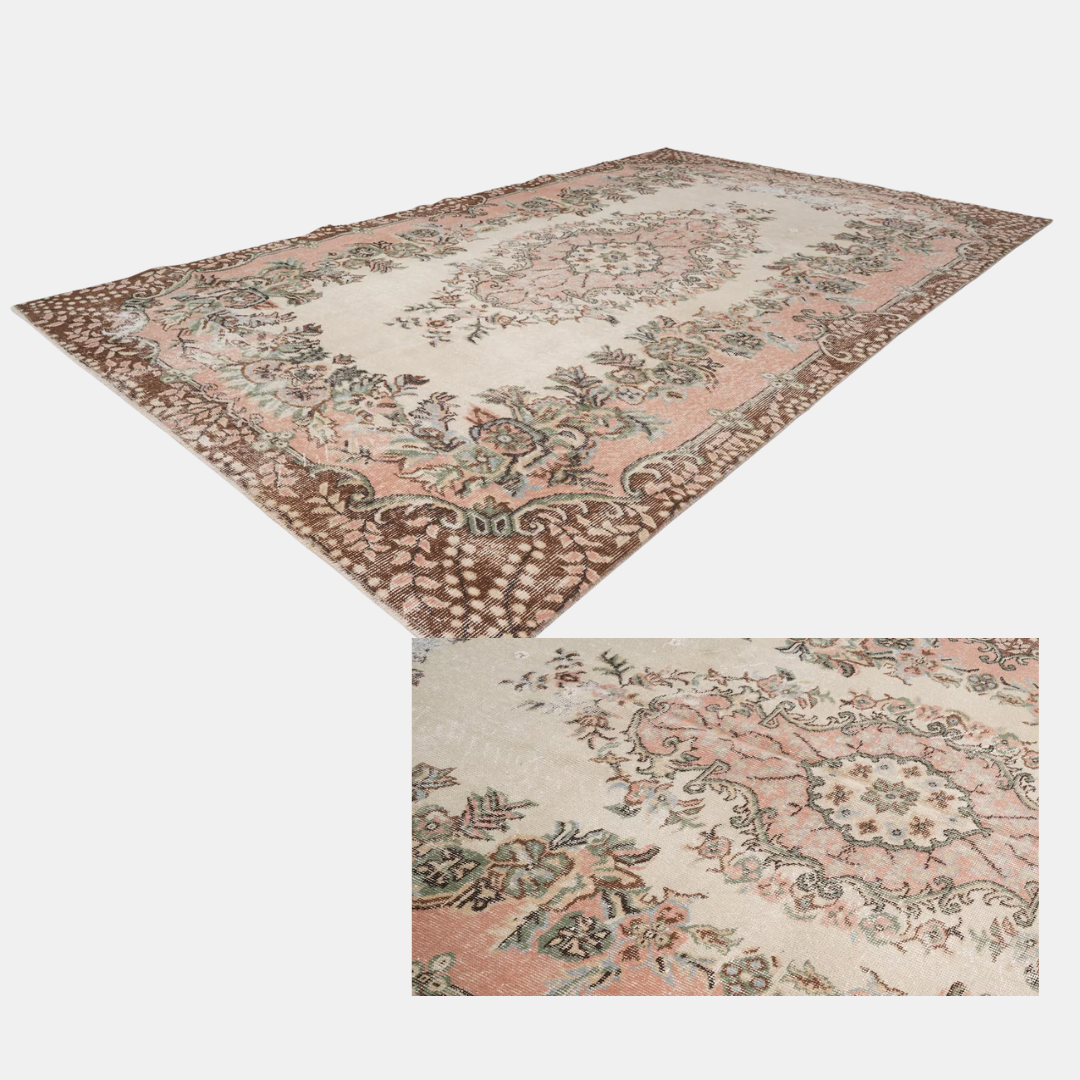 Marais Vintage Handwoven Turkish Rug, Peach, 6x9