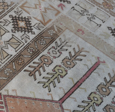 Astrid Vintage Handwoven Turkish Rug, Peach, Beige 4x7
