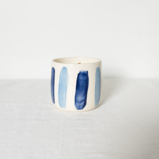 Blue Striped Handmade Soy Wax Candle