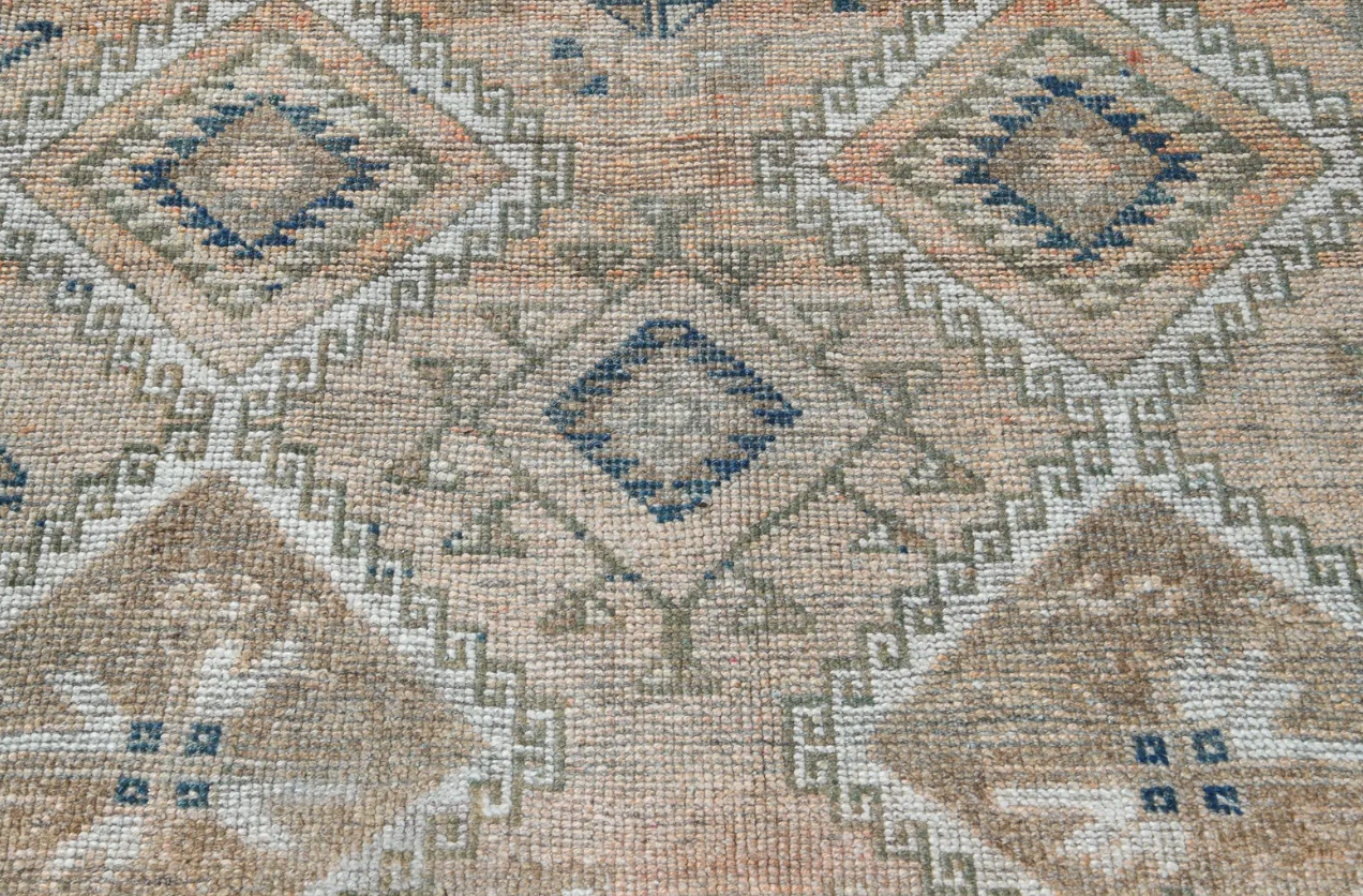 Dune Vintage Handwoven Turkish Runner, Beige, Navy Blue, 5x11