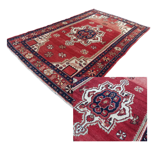 Elira Vintage Handwoven Turkish Rug, Red, 5x7