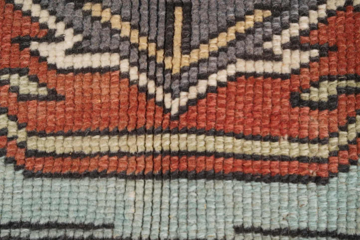 Elmas Vintage Handwoven Turkish Rug, Light Blue and Terracotta, 4x6
