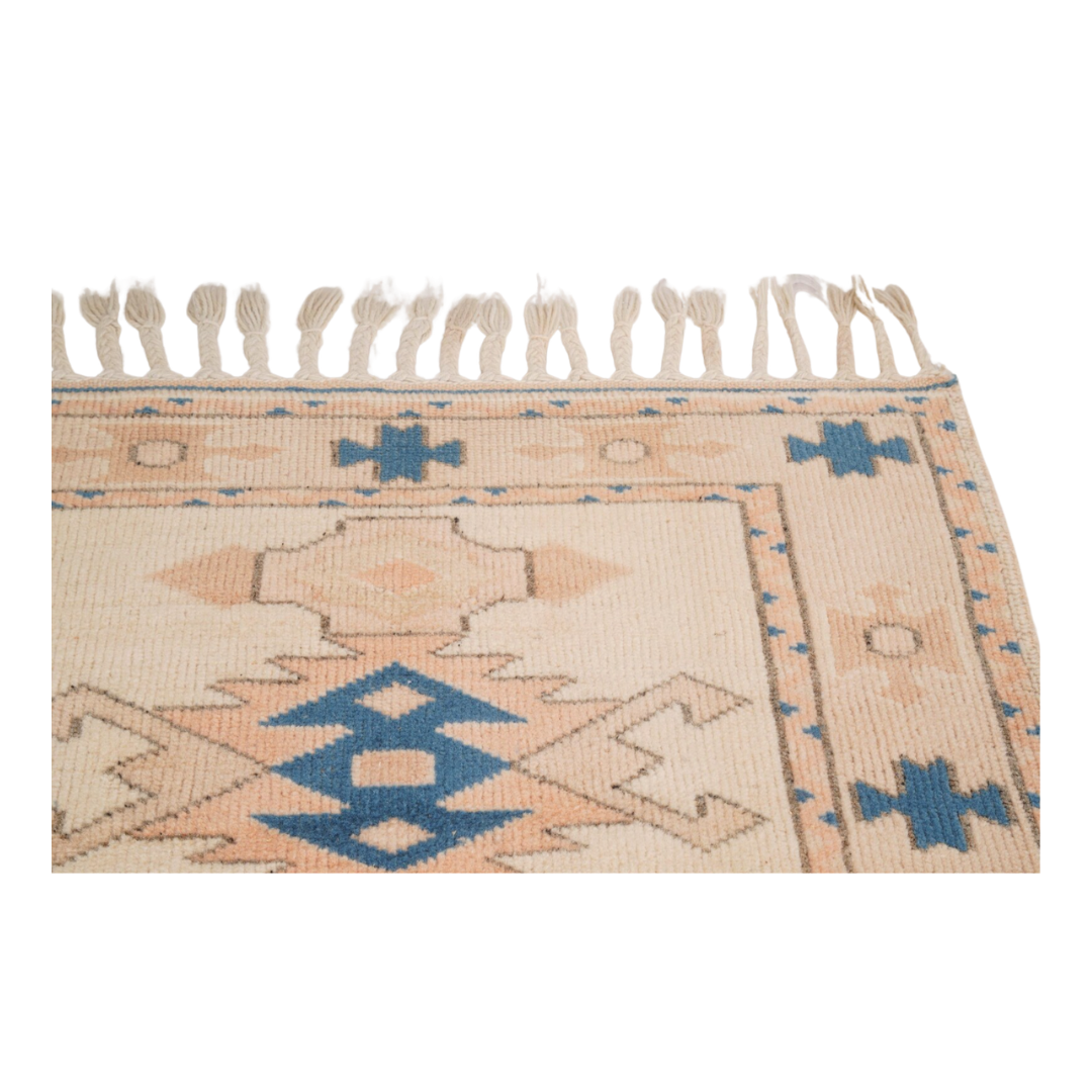 Elowen Vintage Handwoven Turkish Runner Rug, Light Blue, 3x9