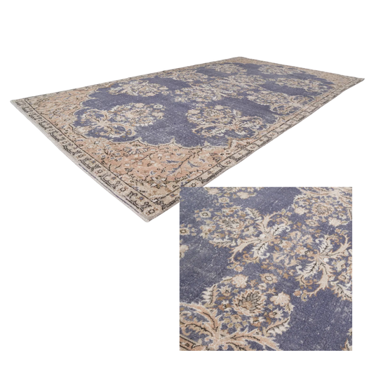 Eveline Vintage Handwoven Turkish Rug, Blue, 5x10