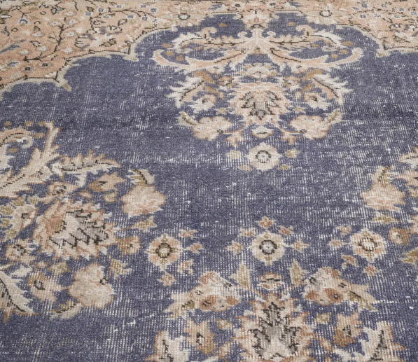 Eveline Vintage Handwoven Turkish Rug, Blue, 5x10