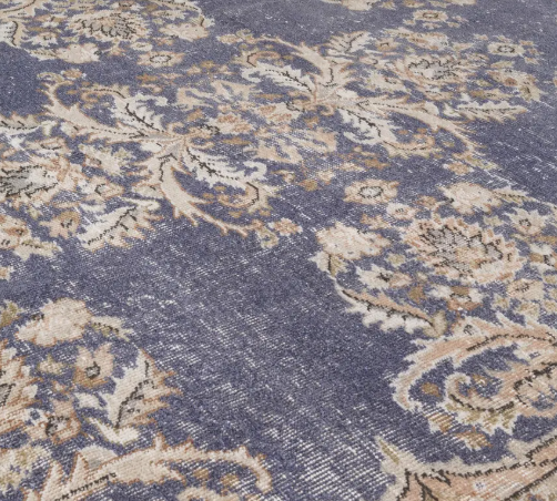 Eveline Vintage Handwoven Turkish Rug, Blue, 5x10