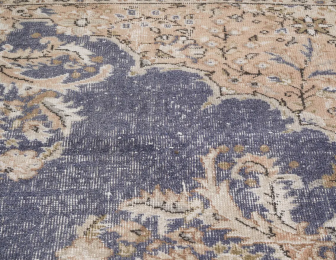 Eveline Vintage Handwoven Turkish Rug, Blue, 5x10