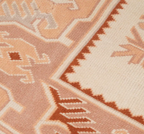 Kismet Vintage Handwoven Turkish Runner Rug, Terracotta and Cream 3x9