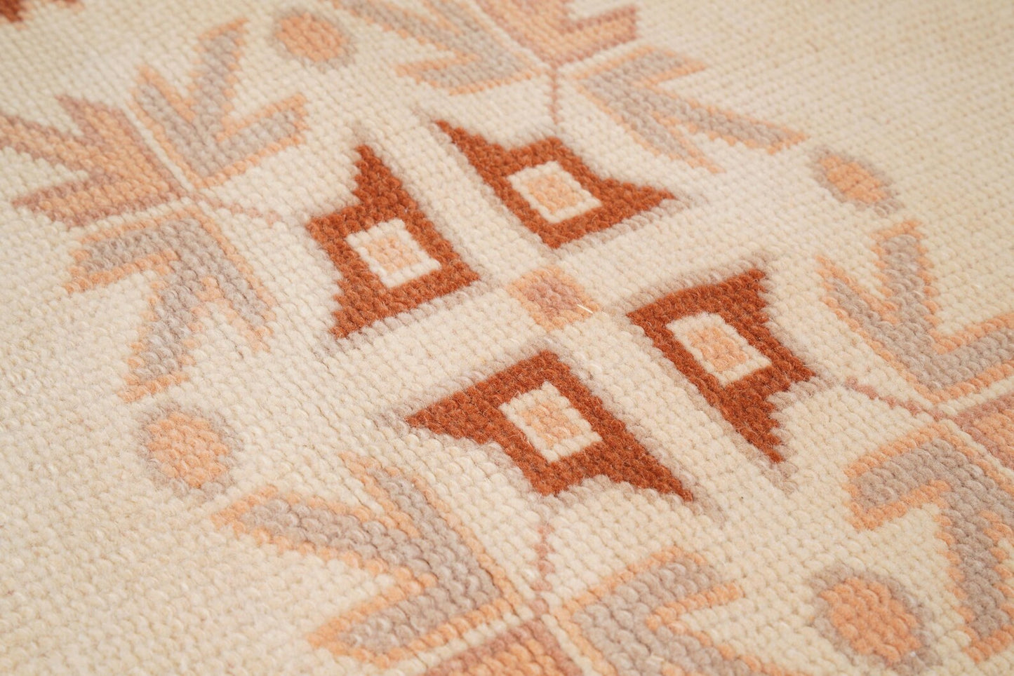 Kismet Vintage Handwoven Turkish Runner Rug, Terracotta and Cream 3x9