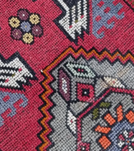 Leonie Vintage Handwoven Turkish Runner, Red, Blue, Orange, 2x6
