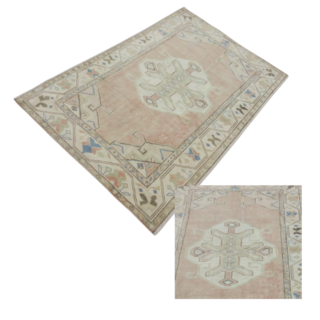Mardin Vintage Handwoven Turkish Rug, Beige, 3x5