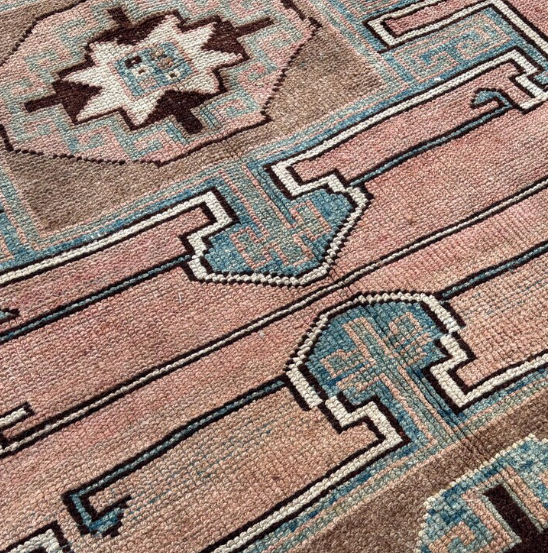 Mesa Vintage Handwoven Turkish Rug, Peach, Brown 5x6