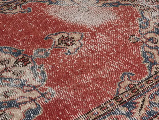 Mireya Vintage Handwoven Turkish Runner Rug, Red and Navy 3x11