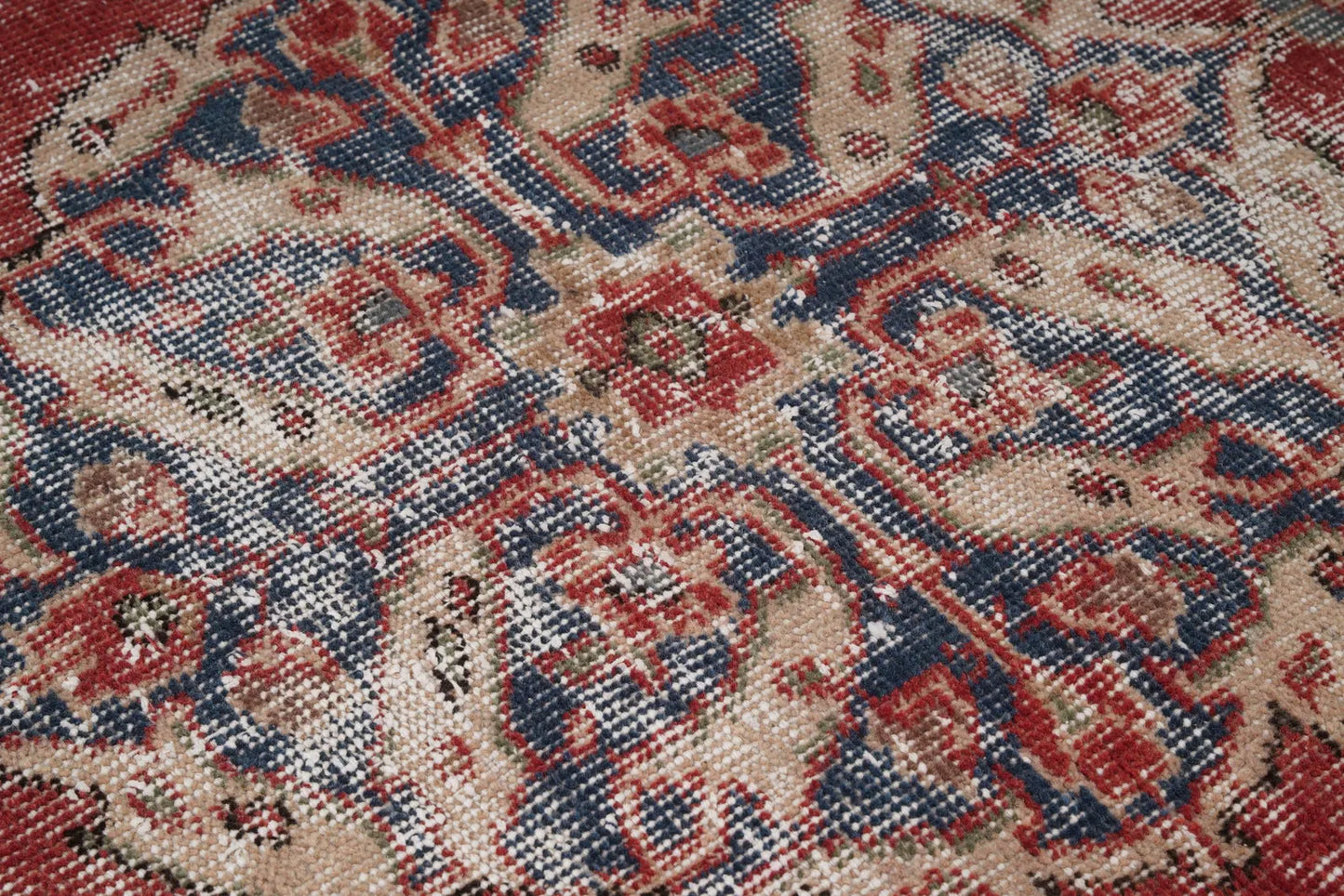 Mireya Vintage Handwoven Turkish Runner Rug, Red and Navy 3x11