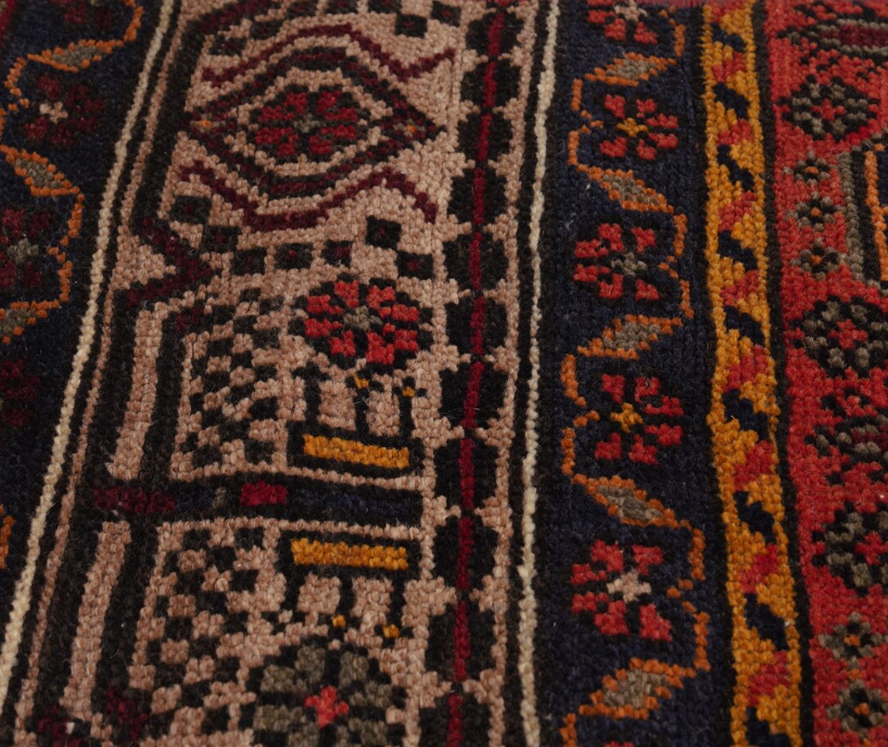 Novara Vintage Handwoven Turkish Runner, Deep Red, Black 3x11