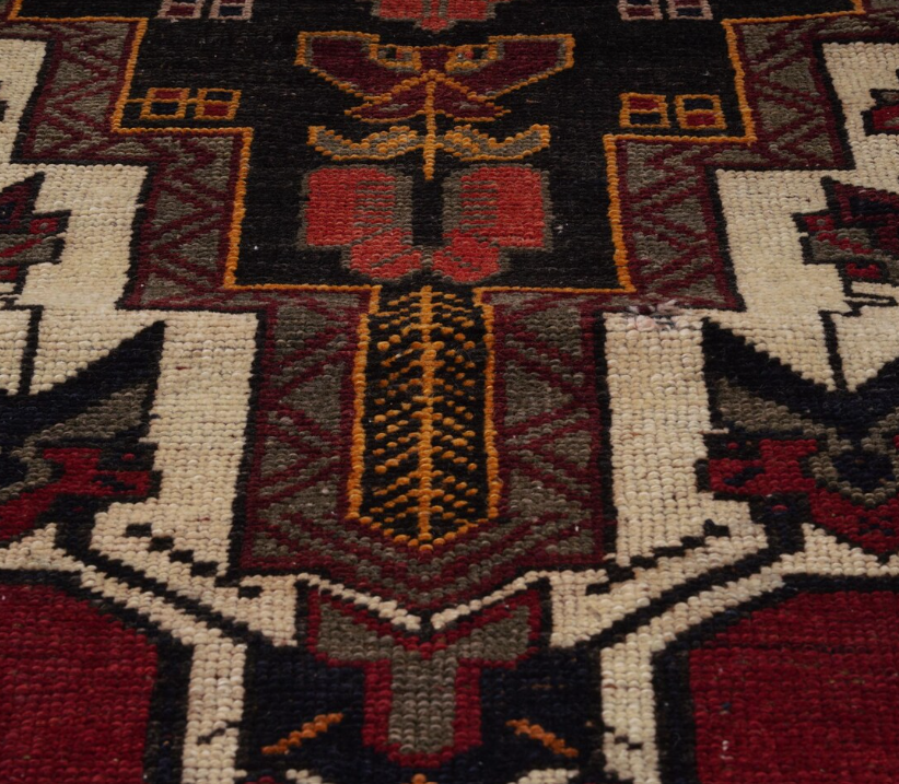 Novara Vintage Handwoven Turkish Runner, Deep Red, Black 3x11