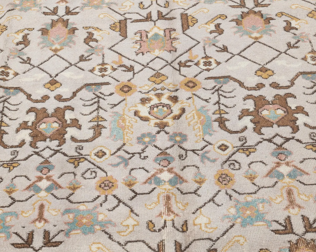 Oriel Vintage Handwoven Turkish Rug, Beige, Pink, Ochre 6x10
