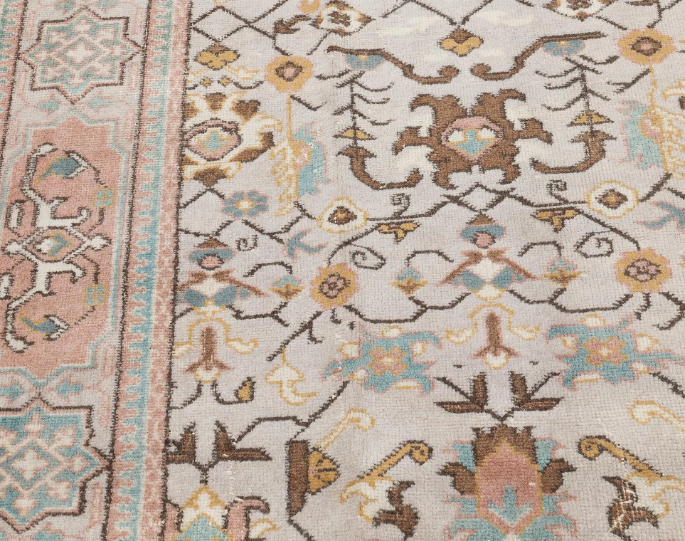 Oriel Vintage Handwoven Turkish Rug, Beige, Pink, Ochre 6x10