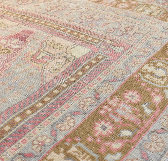 Ottava Vintage Handwoven Turkish Rug, Pink, Brown 4x8