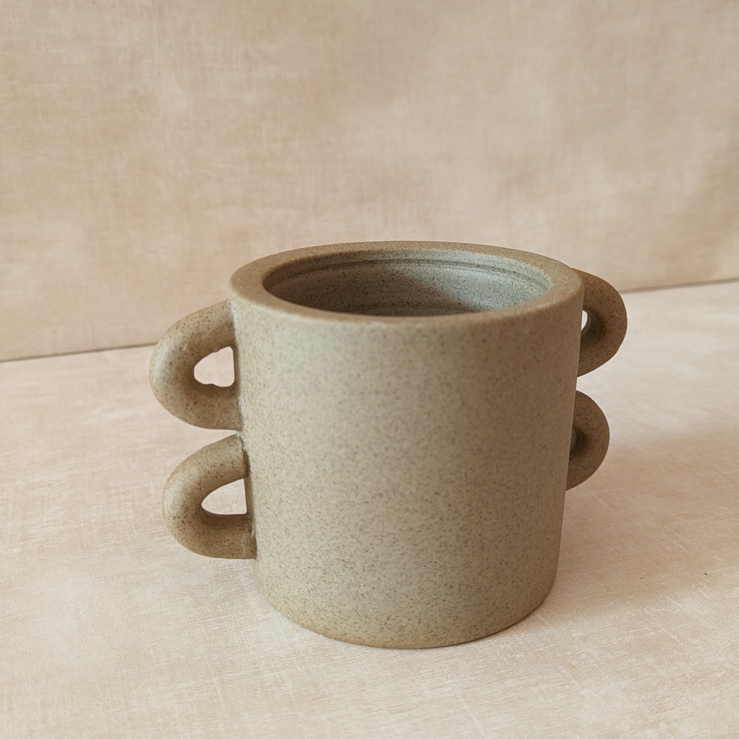 Stoneware Sandy Vase with Handles