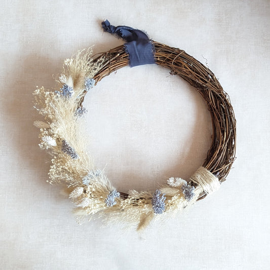Blue and White French Country Handmade Wreath
