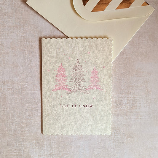 Let It Snow Scalloped Edge Holiday Card