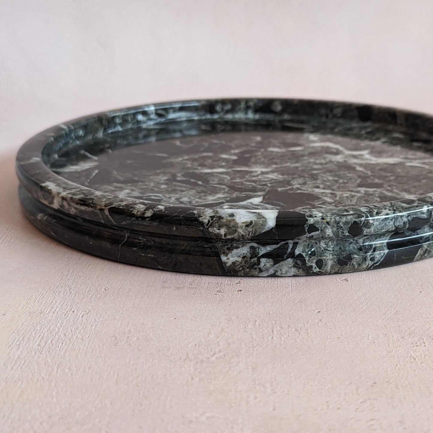 Black Round Marble Tray