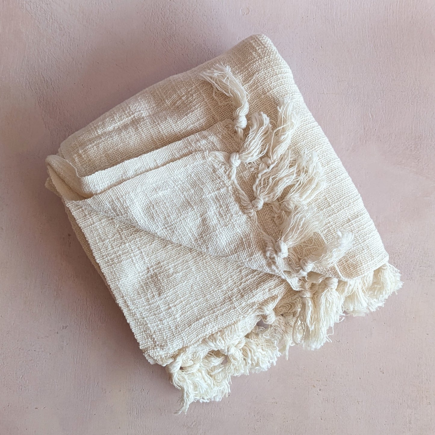 Off-White Turkish Cotton Throw Blanket