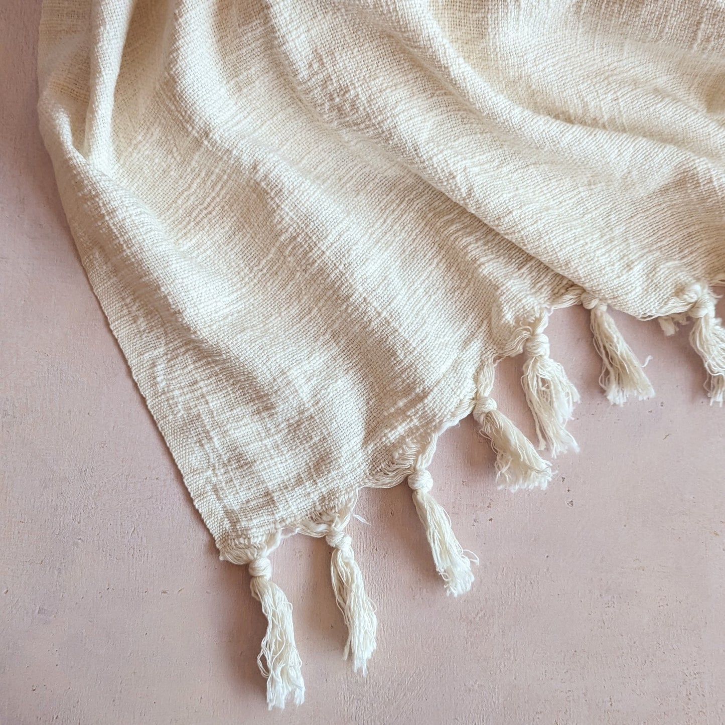 Off-White Turkish Cotton Throw Blanket