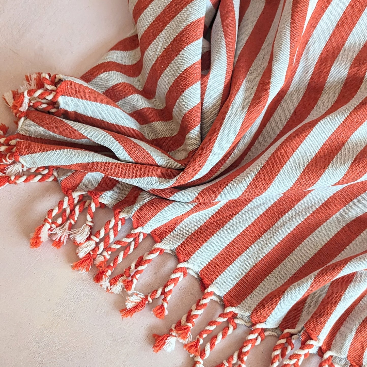 Red Striped Turkish Cotton Throw Blanket