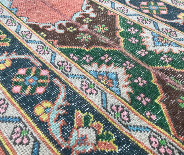 Saffron Vintage Handwoven Turkish Runner, Warm Tones, 2x13