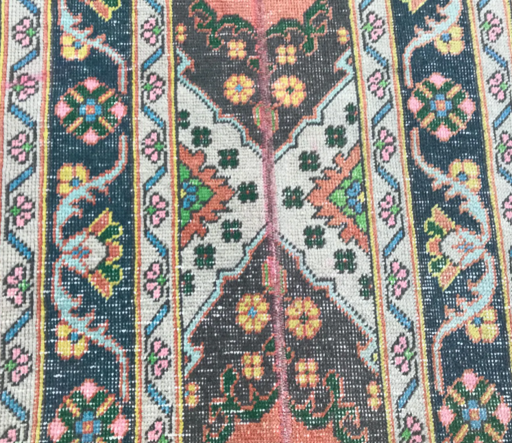 Saffron Vintage Handwoven Turkish Runner, Warm Tones, 2x13