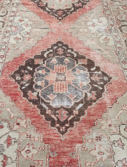 Sirocco Vintage Handwoven Turkish Runner, Peach, Beige, Brown 5x12