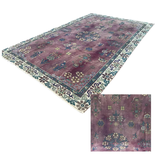 Solenne Vintage Handwoven Turkish Rug, Lavender, 6x9