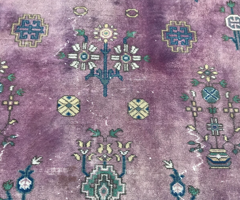 Solenne Vintage Handwoven Turkish Rug, Lavender, 6x9